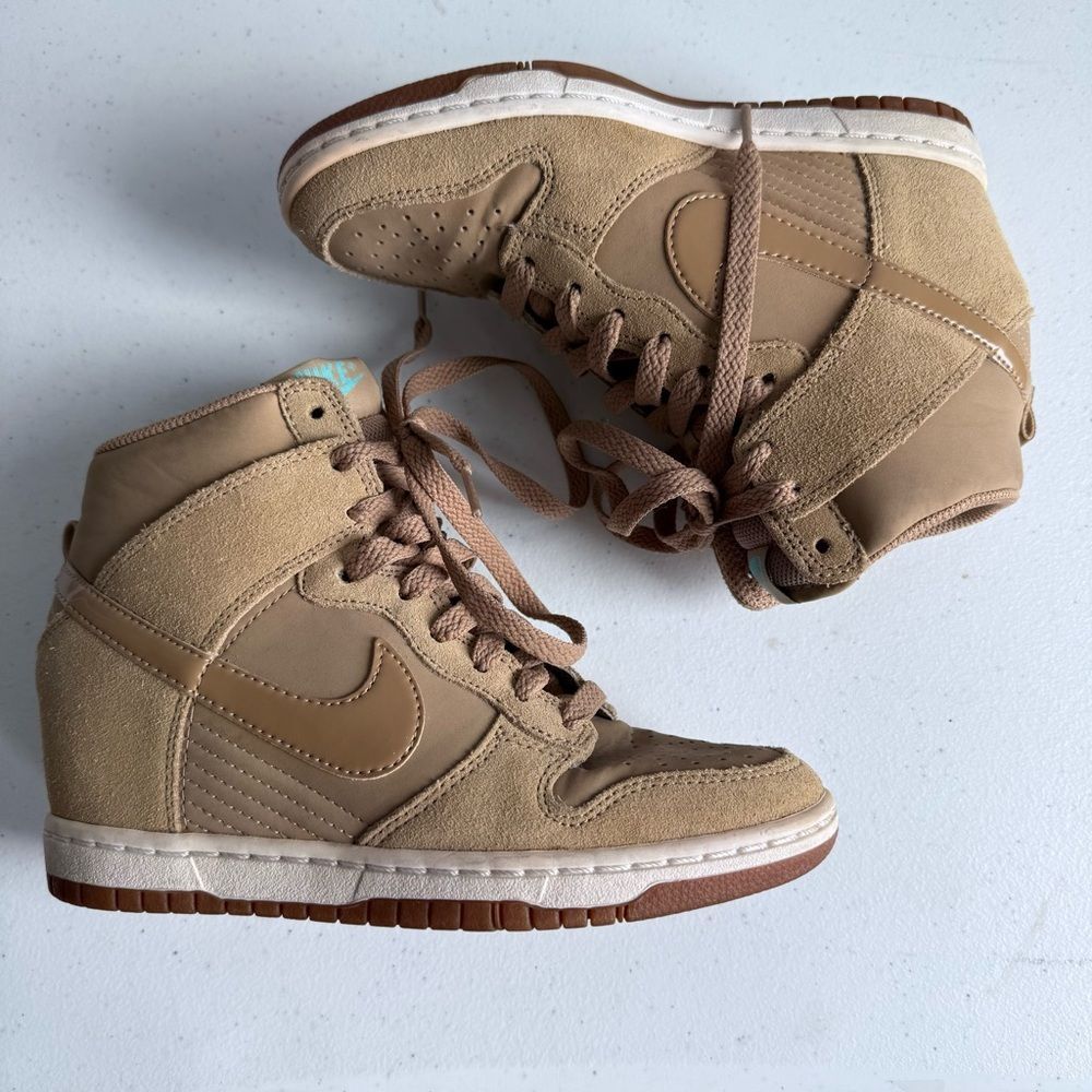 Nike Dunk Sky High Essential Wedge Sneakers Desert Camo 644877-200 High Tops 6 - Picture 5 of 16